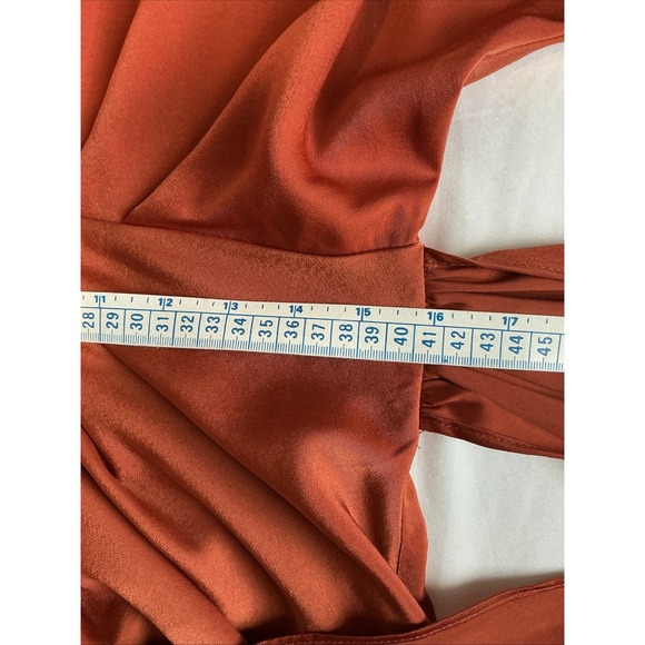 Big Hit Fashion Tie Front Midi Cocoon  Orange Copper Dress Size M - Picture 14 of 14